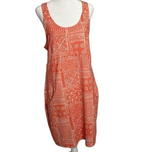 New Woolrich Creamsicle Orange/White Print Tank Dress Size‎ Large (L)